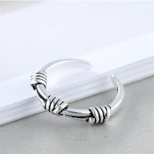 New European Style 925 Sterling Silver Jewelry Not Allergic Creative Spring Rope Knot Popular Simple Opening Rings SR484