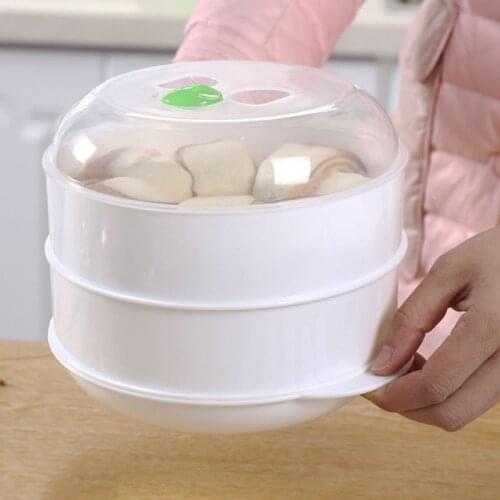 European Double-layer Plastic Steamer Microwave Oven Steamer Round Plastic Microwave Oven With Lid Kitchen Cooking Tools