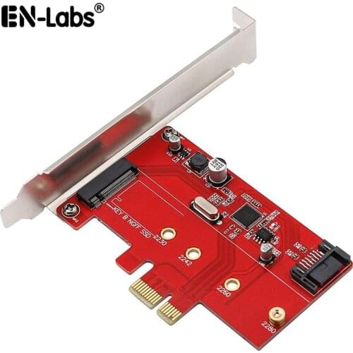PCIe X1 to M.2(NGFF)+SATA 6G (HDD/SSD) w/ Standard Profile Bracket,ASM1061 PCI-Express to B Key M.2 SATA SSD 2280 2260 2242 2230