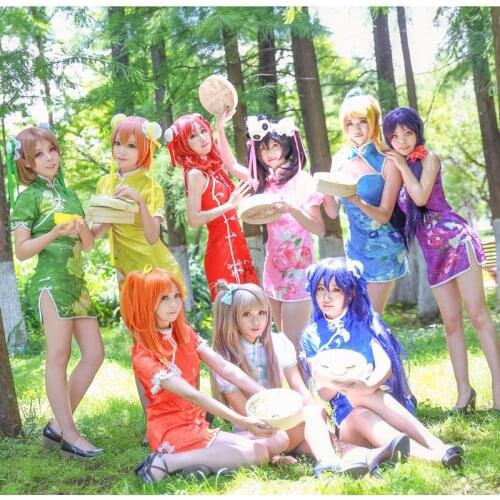 Love Live cos short Chinese dress cheongsam Honoka Kotori Umi Eli Nozomi Maki Rin Hanayo Nico Cosplay Costume Lovelive qipao A