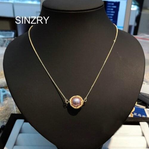 SINZRY handmade gold color core winding natural freshwater pearl pendant necklace trendy sweety chokers necklace