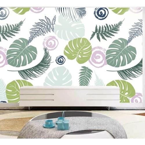 Custom Modern Nordic Modern Leaves Wallpaper Pattern Wallpaper Wall Mural For Bedroom Wall covering Home Decoration YM-YH0701