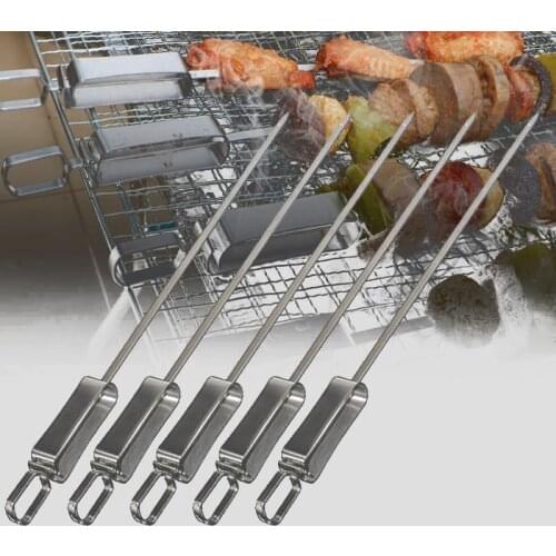 Portable Barbecue Fork Stainless Steel Barbecue Grill Accessories Cooking Tools Outdoors BBQ Fork Meat Vegetables 6Pcs/Set