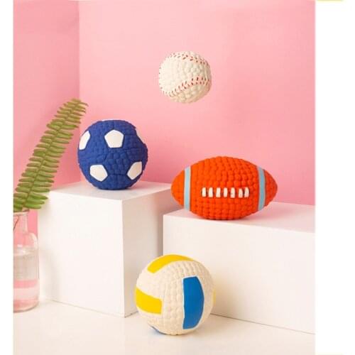 Factory Direct Sales Net Celebrity Hot Dog Toy Latex Rugby Tennis Dog Bite Sounding Ball Pet Toy