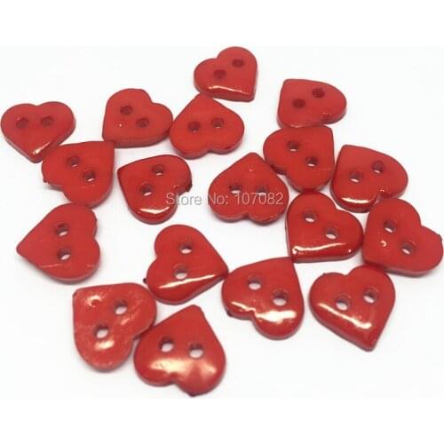 1000pcs 10x11mm Red Color Nylon Heart Buttons Sewing Accessories Button Scrapbook Embellishments