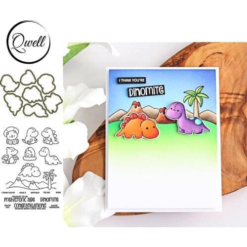 QWELL Little Animal Metal Cutting Dies And Clear Stamps Tree Hills DIY Scrapbooking Craft Paper Cards Making Template 2020