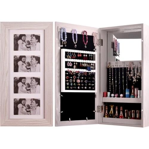 Jewelry Cabinet Lightweight Wall-Mounted Make up Mirror Modern Lockable Space-Saving Storage Box for Custom Photos Display