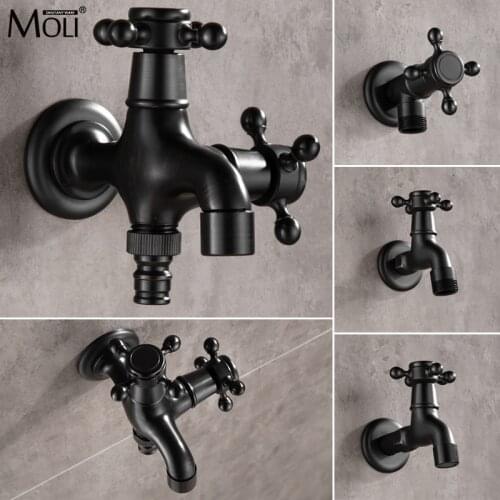 Soild Brass Antique Black Outdoor Garden Faucet Single Handle Hole Washing Machine Faucets Crane Mop Pool Tap Mixer MW001