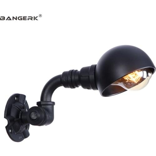Vintage Water Pipe LED Wall Light Switch Black Iron Industrial Edison Wall Sconce Loft Decor Wall Lamp Home Lighting Luminaire