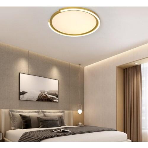 Led round Ceiling Bedroom Lamp Modern Simple Thin round Ceiling Lamp Warm Gold Master Bedroom Lamp