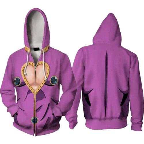 Men Hooded JoJos Bizarre Adventure Giorno Giovanna Zip Up Hoodie 3d Printed Tracksuit Zipper Hoodie Hooded Hip Hop Tops