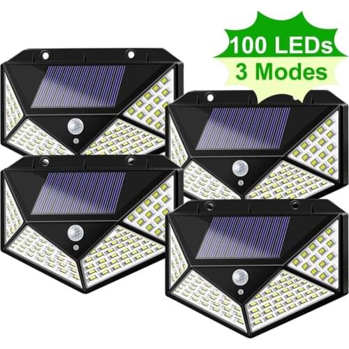 100 LEDs Outdoor Solar Light Lamp Powered Sunlight Waterproof PIR Motion Sensor Street Lights For Garden Decoration lighting