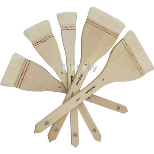MALEONN 2680 Versatile, Flat Wide Brush,Hake Brushes Handmade with Soft, White Goat Hair, for Washes and Background Work