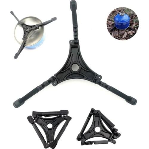 Universal Fuel Canister Stand Bracket Outdoor Tripod Folding Camping Gas Tank Bracket Bottle Shelf Canister Stand