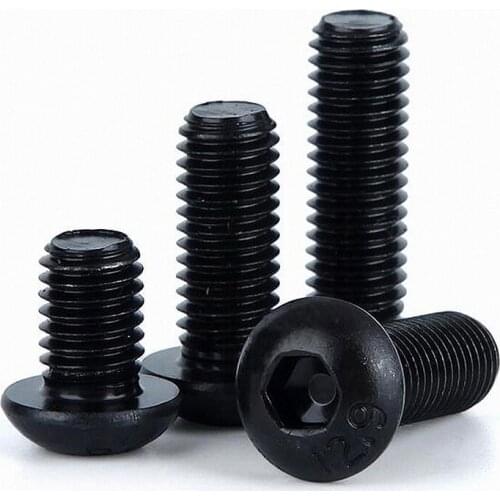 2-20Pcs DIN7380 Grade 12.9 M3 M4 M5 M6 M8 Series Black Hexagon Socket Head Screws Round Pan Head Socket Head Cup Screws