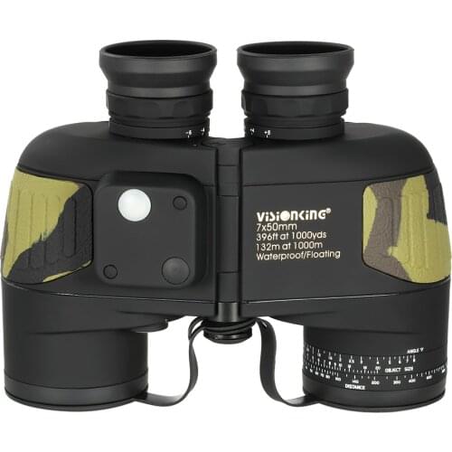 Visionking 7x50 Compass Binocular Rangefinder Telescope Professional BAk4 Hunting Boating Military Nitrogen Filled Guide Scope