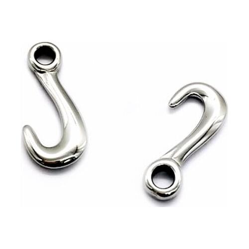 Wonlee Winle Stainless Steel Polished Fish Hook Pendant Connetors Charm Fit DIY Men Bracelet Jewelry Making (Without Bracelet)