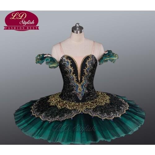 Adult Green Ballet Tutu Performance Stage Wear Professional Ballet Skirt Classical Ballet Costumes Girls Pancake Tutu LD0014