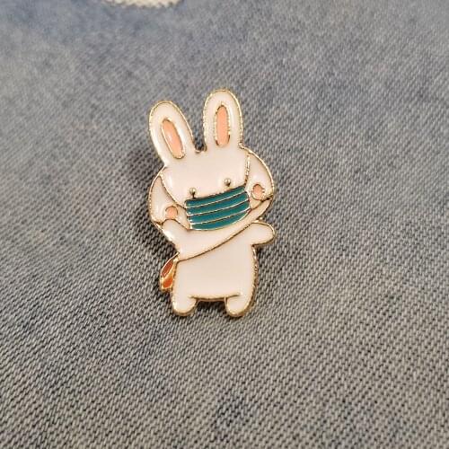 Cute Rabbit Brooch Enamel Pin Lapel Pins Metal Clothes Badges Backpack Hat Unique Items Jewelry For Women/Friends/Men/Kids