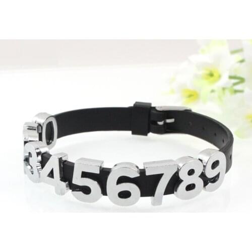 10pcs/lot 8mm Chrome Color Plain Slide Numbers 0-9 Charms DIY Charms fit Pet Collar Wristband Keychains