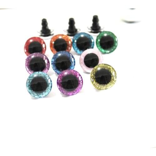 20pcs/lot 16mm 3D clear glitter toy eyes short stem + glitter fabric+ washer for diy plush toy doll--10 colors option