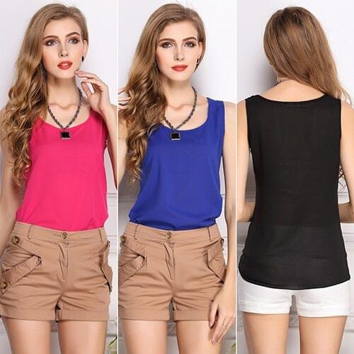 2016 New arrival! Fashion Women Sexy Summer Casual Chiffon Vest Tops Tank Sleeveless Shirt Blouse