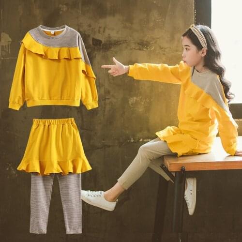 2018 new spring autumn Girls Kids Jacket + trousers suit comfortable cute baby Clothes Children Clothing