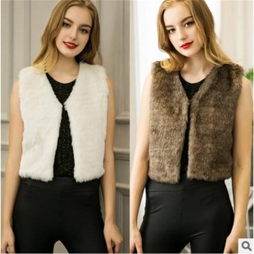 2018 Lady fur vest new autumn winter women warm jacket Fashion Slim female coat short paragraph Multicolor faux rabbit fur vest