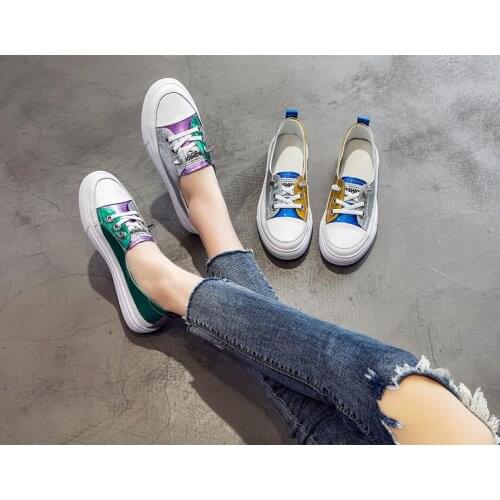 2021 Fashion Women Loafers Flats Woman Lady Bright shoes Casual Shoes Joining together pu shoes