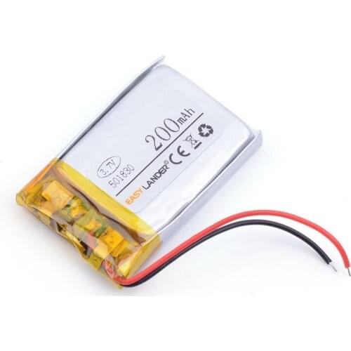3.7v 200mAh 501830 Lithium Polymer LiPo Rechargeable li ion Battery For DIY Mp3 MP4 MP5 GPS PSP bluetooth headphone headset toys
