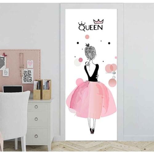 3D Door Sticker Children Room Decor Stickers Door Window Sticker Waterproof PVC Kindergarten Wallpaper Queen House Door Stickers