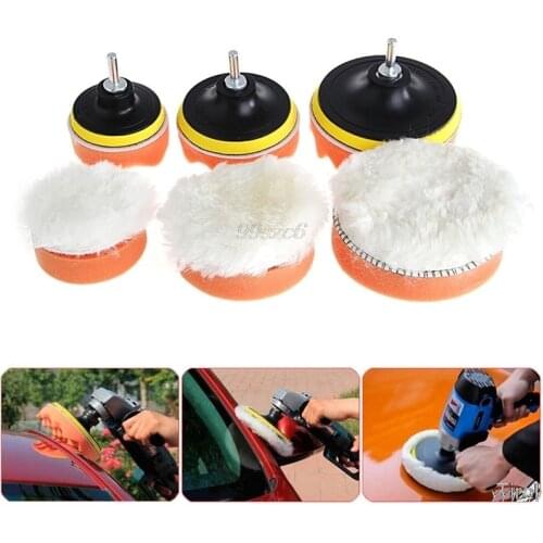 5Pcs 3/4/5 inch M10 Sponge Waxing Buffing Polishing Pad Kit with Drill Adapter Automobiles Tools Maintenance Care Paint Care