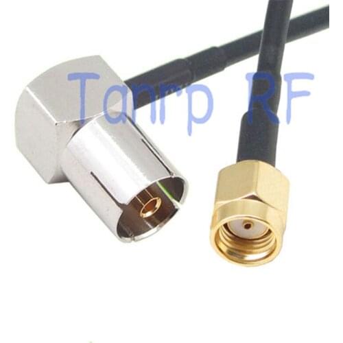 50CM Pigtail coaxial jumper RG174 extension cable 20in TV female right angle 90 degree to RP-SMA male plug RF connector adapter