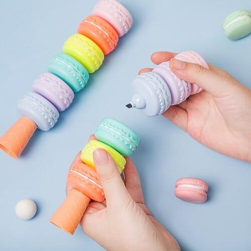 6PCS/Set Macaron Highlighters, Round & Chisel Tip Markers, Colored Highlighter Markers, Office Supplies for Exams, School