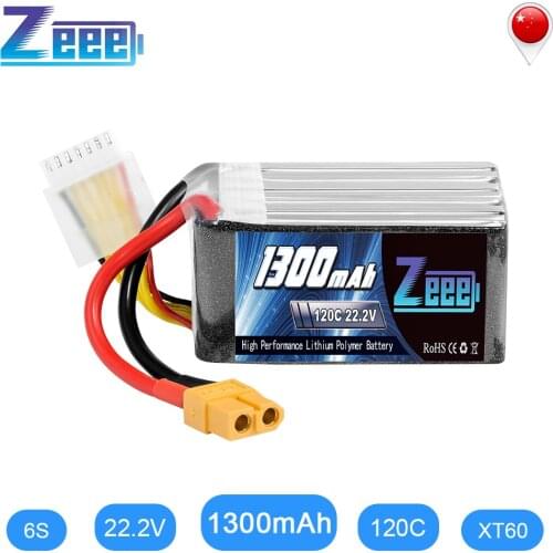Zeee 22.2V 120C 1300mAh 6S Lipo Battery with XT60 Plug RC Graphene Battery for FPV Racing Drone Quadcopter RC Car Boat Airplane