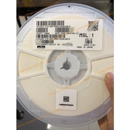 Free Shipping 10000PCS/plates NEW GRM1555C1H330JA01D 0402 33pF(330) 5% 50V COG 33P 330J 330 SMD
