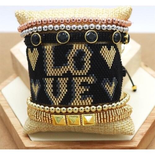 ZHONGVI Miyuki Bracelet For Ladies 2021 Pulseras LOVE Letter Bracelets Mujer Moda Bohemia Women Jewelry Friends Christmas Gifts
