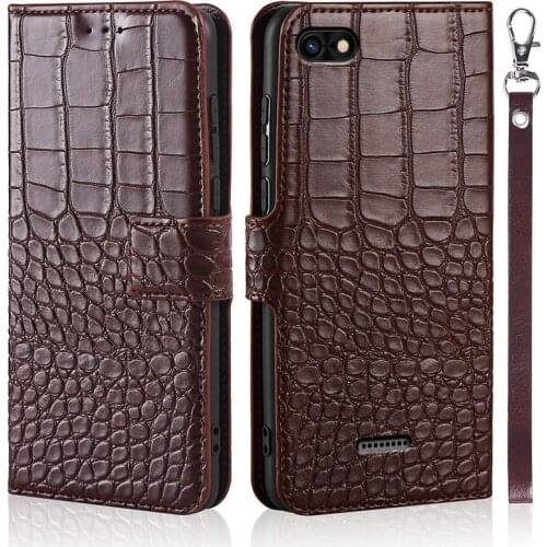 Phone Case for Xiaomi Redmi 6A Case Wallet Crocodile Texture Leather Book Design Phone Coque Capa With Strap Card Holders