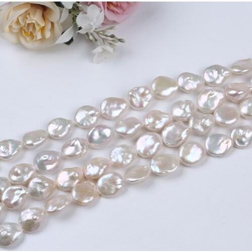 Daking Jewelry AA 14mm White Keshi Freshwater Natural Loose Irregular Pearl Strands