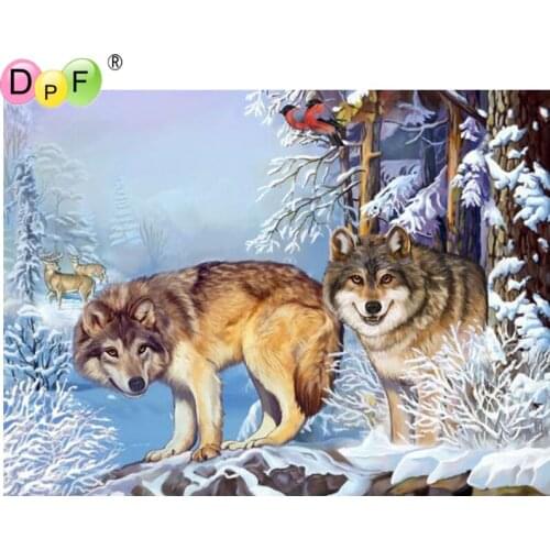 DPF DIY Snow Wolf 5D diamond embroidery wall painting home decor diamond mosaic full square diamond painting cross stitch crafts