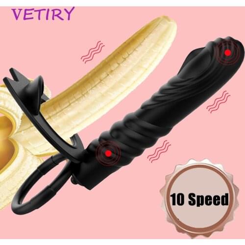 Double Penetration Anal Plug Strap On Penis Vagina Plug Strapless Dildo Vibrators for Woman 10 Speed Sex Toys for Couple