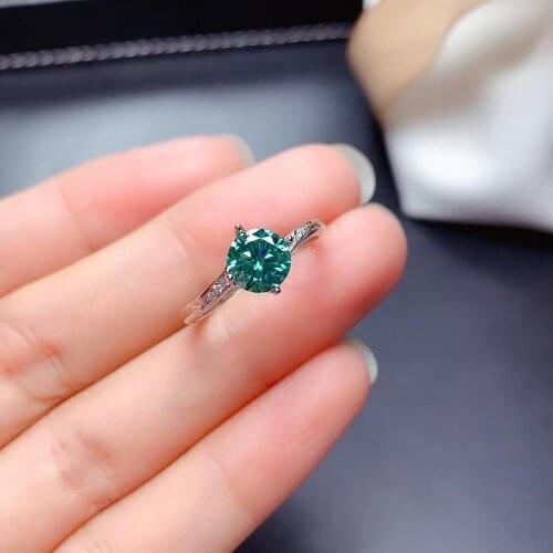 Crackling green moissanite gemstone ring for women jewelry engagement ring for wedding 925 sterling silver ring birthday gift