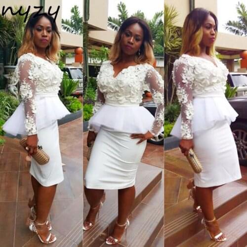 C72 NYZY Rosettes Long Sleeves High Low Short Prom Dresses 2021 Party Dress Cocktail Graduation Homecoming