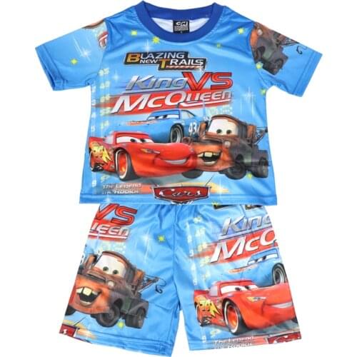Disney Boys Sets Summer Short-Sleeved 2021 New Cartoon Clothing Kids Clothes Childrens Shorts Pajamas Outfits Car McQueen Suit