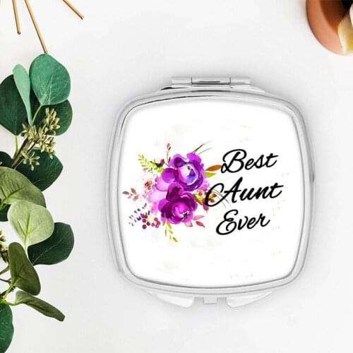 Best Aunt Ever Cosmetic bag mirror birthday Christmas New Year Thanksgiving retirement baby shower Auntie to be present Gift