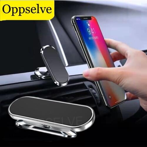 Magnetic Car Phone Holder Rotatable Mini Strip Shape Stand For Huawei Samsung Metal Strong Magnet GPS Car Mount for iPhone 12 11