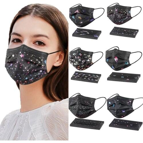 10pcs Mascarillas Mesh Lace Gauze Disposable Mask Adult Sweet Printing Breathable 4-layer Face Cover Mascarar Маска U3