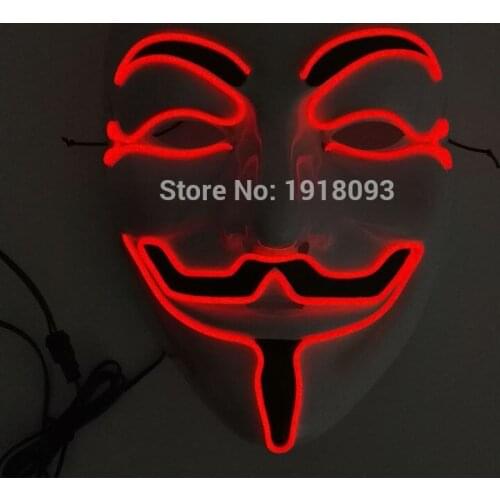 10 colors Optional Halloween Vendetta Mask el wire glowing Mask Novelty Lighting+DC-3V Driver For Party Festival decoration