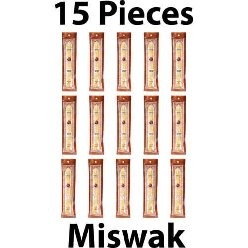Set of 15 Pieces Miswak Sewak Chew Stick Fresh Natural Tootbrush Misvak Arak Siwak Miswaak Vegan Teeth Cleaner Travel Soft Peelu