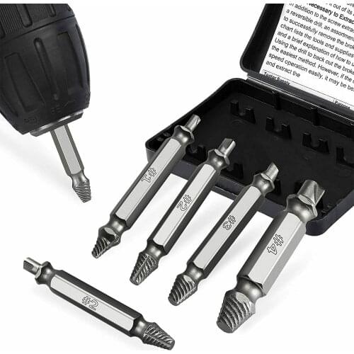Newest 5Pcs Broken Screw Extracto Sets Damaged Broken Screws Bolts Removing Tools HSS Screw Extractor Power Tools Accessories